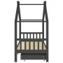 Children's bed frame and gray pine wood drawers 90x200cm by vidaXL, Cribs and beds for children - Ref: Foro24-322153, Price: ...