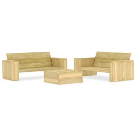 Juego de muebles de jardín 3 piezas madera de pino impregnada