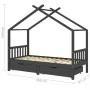 Children's bed frame and gray pine wood drawers 90x200cm by vidaXL, Cribs and beds for children - Ref: Foro24-322153, Price: ...