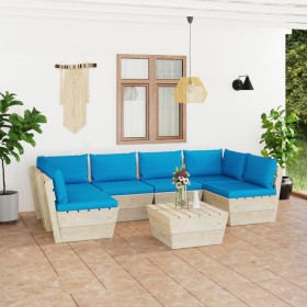 7-piece pallet garden furniture and fir wood cushions by vidaXL, Garden sets - Ref: Foro24-3063592, Price: 578,19 €, Discount: %