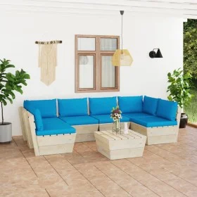 7-piece pallet garden furniture and fir wood cushions by vidaXL, Garden sets - Ref: Foro24-3063592, Price: 543,80 €, Discount: %