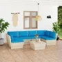 7-teilige Gartenmöbel aus Paletten und Kissen aus Tannenholz von vidaXL, Gartensets - Ref: Foro24-3063592, Preis: 601,20 €, R...
