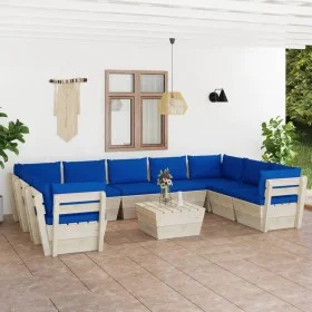 10-piece pallet garden furniture and fir wood cushions by vidaXL, Garden sets - Ref: Foro24-3063634, Price: 802,31 €, Discoun...