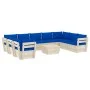 10-piece pallet garden furniture and fir wood cushions by vidaXL, Garden sets - Ref: Foro24-3063634, Price: 802,31 €, Discoun...