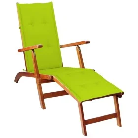 Garden lounger with footrest and cushion in solid acacia wood by vidaXL, Loungers - Ref: Foro24-3064025, Price: 145,12 €, Dis...
