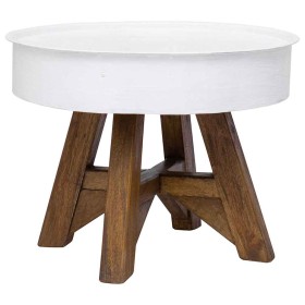 Mesa de centro de madera maciza reciclada blanco 60x45 cm