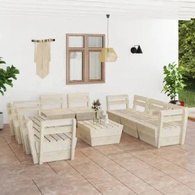 Muebles de palets para jardín 9 pzas madera de abeto impregnada by vidaXL, Garden sets - Ref: Foro24-3063730, Price: 488,83 €...