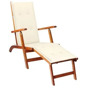 Garden lounger with footrest and cushion in solid acacia wood by vidaXL, Loungers - Ref: Foro24-3064016, Price: 136,55 €, Dis...