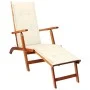 Garden lounger with footrest and cushion in solid acacia wood by vidaXL, Loungers - Ref: Foro24-3064016, Price: 136,55 €, Dis...