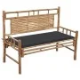 Banco de jardín con cojín bambú 120 cm de vidaXL, Bancos de jardín - Ref: Foro24-3063876, Precio: 140,08 €, Descuento: %