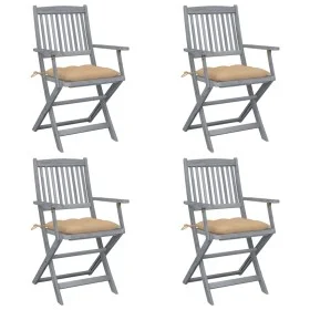 Klappbare Gartenstühle 4 Stück Kissen massives Akazienholz von vidaXL, Gartenstühle - Ref: Foro24-3064527, Preis: 182,83 €, R...