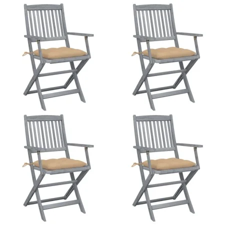 Klappbare Gartenstühle 4 Stück Kissen massives Akazienholz von vidaXL, Gartenstühle - Ref: Foro24-3064527, Preis: 182,65 €, R...