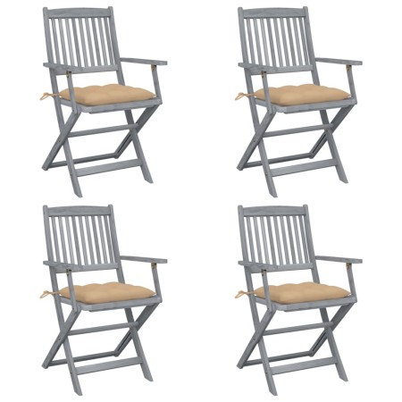 Klappbare Gartenstühle 4 Stück Kissen massives Akazienholz von vidaXL, Gartenstühle - Ref: Foro24-3064527, Preis: 185,32 €, R...