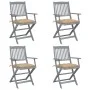 Klappbare Gartenstühle 4 Stück Kissen massives Akazienholz von vidaXL, Gartenstühle - Ref: Foro24-3064527, Preis: 182,65 €, R...