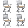 Klappbare Gartenstühle 4 Stück Kissen massives Akazienholz von vidaXL, Gartenstühle - Ref: Foro24-3064527, Preis: 185,32 €, R...