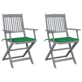 Folding garden chairs 2 pcs cushions solid acacia wood by vidaXL, Garden chairs - Ref: Foro24-3064487, Price: 120,92 €, Disco...