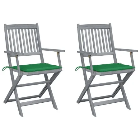 Klappbare Gartenstühle, 2 Stück, Kissen aus massivem Akazienholz von vidaXL, Gartenstühle - Ref: Foro24-3064487, Preis: 120,9...