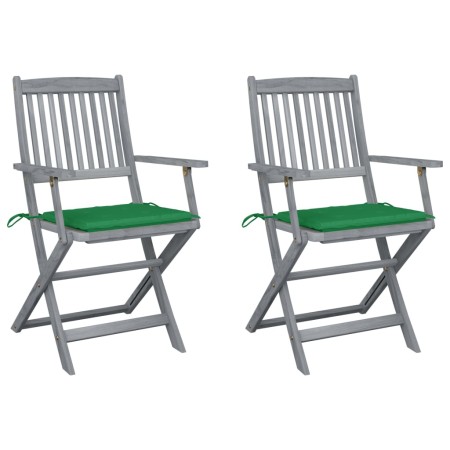 Klappbare Gartenstühle, 2 Stück, Kissen aus massivem Akazienholz von vidaXL, Gartenstühle - Ref: Foro24-3064487, Preis: 129,0...