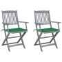 Klappbare Gartenstühle, 2 Stück, Kissen aus massivem Akazienholz von vidaXL, Gartenstühle - Ref: Foro24-3064487, Preis: 129,0...