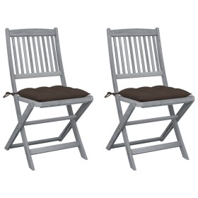 Klappbare Gartenstühle 2 Stück Kissen massives Akazienholz von vidaXL, Gartenstühle - Ref: Foro24-3064559, Preis: 143,01 €, R...
