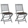 Klappbare Gartenstühle 2 Stück Kissen massives Akazienholz von vidaXL, Gartenstühle - Ref: Foro24-3064559, Preis: 124,32 €, R...