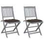 Klappbare Gartenstühle 2 Stück Kissen massives Akazienholz von vidaXL, Gartenstühle - Ref: Foro24-3064559, Preis: 149,53 €, R...