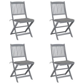 Folding garden chairs 4 pcs cushions solid acacia wood by vidaXL, Garden chairs - Ref: Foro24-3064564, Price: 210,98 €, Disco...