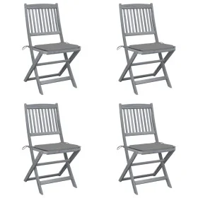 Klappbare Gartenstühle, 4 Stück, Kissen aus massivem Akazienholz von vidaXL, Gartenstühle - Ref: Foro24-3064564, Preis: 207,6...