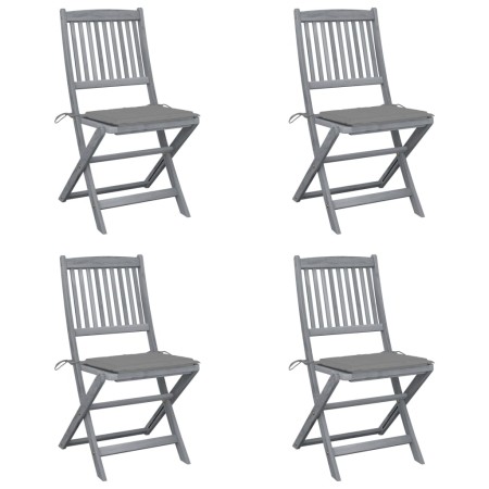 Klappbare Gartenstühle, 4 Stück, Kissen aus massivem Akazienholz von vidaXL, Gartenstühle - Ref: Foro24-3064564, Preis: 210,9...