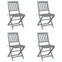 Klappbare Gartenstühle, 4 Stück, Kissen aus massivem Akazienholz von vidaXL, Gartenstühle - Ref: Foro24-3064564, Preis: 207,8...