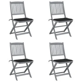 Klappbare Gartenstühle, 4 Stück, Kissen aus massivem Akazienholz von vidaXL, Gartenstühle - Ref: Foro24-3064570, Preis: 207,3...