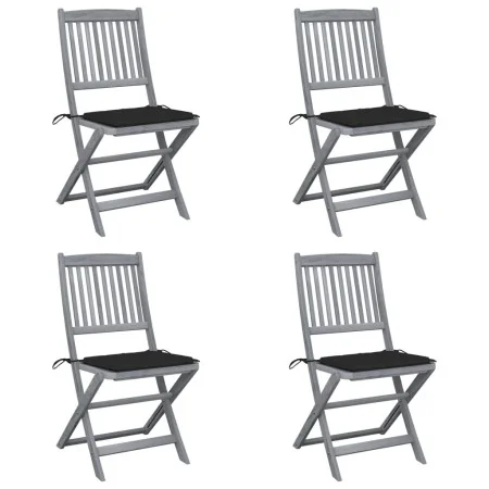 Folding garden chairs 4 pcs cushions solid acacia wood by vidaXL, Garden chairs - Ref: Foro24-3064570, Price: 207,84 €, Disco...