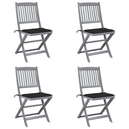 Klappbare Gartenstühle, 4 Stück, Kissen aus massivem Akazienholz von vidaXL, Gartenstühle - Ref: Foro24-3064570, Preis: 212,0...