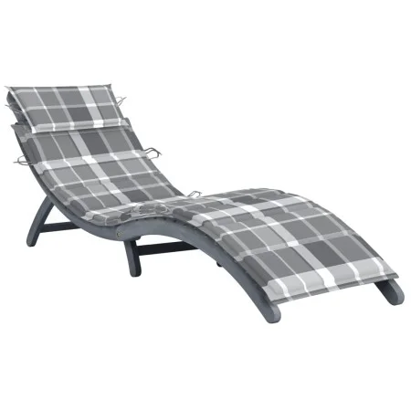 Solid Acacia Wood Lounger with Gray Cushion by vidaXL, Loungers - Ref: Foro24-3064058, Price: 150,12 €, Discount: %