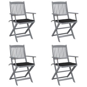Folding garden chairs 4 pcs cushions solid acacia wood by vidaXL, Garden chairs - Ref: Foro24-3064516, Price: 189,24 €, Disco...