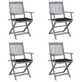 Folding garden chairs 4 pcs cushions solid acacia wood by vidaXL, Garden chairs - Ref: Foro24-3064516, Price: 189,38 €, Disco...