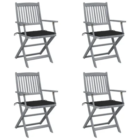 Folding garden chairs 4 pcs cushions solid acacia wood by vidaXL, Garden chairs - Ref: Foro24-3064516, Price: 191,93 €, Disco...