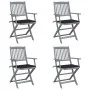 Folding garden chairs 4 pcs cushions solid acacia wood by vidaXL, Garden chairs - Ref: Foro24-3064516, Price: 191,93 €, Disco...