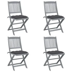 Klappbare Gartenstühle 4 Stück Kissen massives Akazienholz von vidaXL, Gartenstühle - Ref: Foro24-3064578, Preis: 202,93 €, R...
