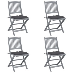 Klappbare Gartenstühle 4 Stück Kissen massives Akazienholz von vidaXL, Gartenstühle - Ref: Foro24-3064578, Preis: 206,17 €, R...