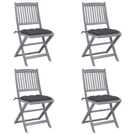 Klappbare Gartenstühle 4 Stück Kissen massives Akazienholz von vidaXL, Gartenstühle - Ref: Foro24-3064578, Preis: 206,17 €, R...