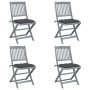 Klappbare Gartenstühle 4 Stück Kissen massives Akazienholz von vidaXL, Gartenstühle - Ref: Foro24-3064578, Preis: 206,17 €, R...