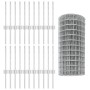 Reja con postes Plateado 0.4 x 50 m Acero