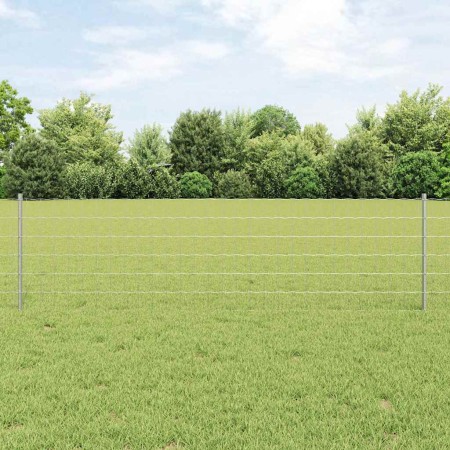 Reja con postes Plateado 0.6 x 50 m Acero