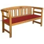 Banco de jardín con cojín madera maciza de acacia 157 cm de vidaXL, Bancos de jardín - Ref: Foro24-3064272, Precio: 188,99 €,...