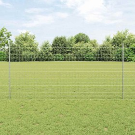 Reja con postes Plateado 1.2 x 10 m Acero
