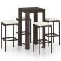 5-teiliges Garten-Bar-Set und braune Kissen aus synthetischem Rattan von vidaXL, Gartensets - Ref: Foro24-3064777, Preis: 232...