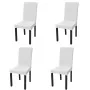Funda de silla elástica recta 4 unidades blanca