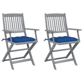 Folding garden chairs 2 pcs cushions solid acacia wood by vidaXL, Garden chairs - Ref: Foro24-3064507, Price: 120,78 €, Disco...