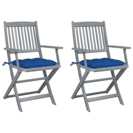 Klappbare Gartenstühle, 2 Stück, Kissen aus massivem Akazienholz von vidaXL, Gartenstühle - Ref: Foro24-3064507, Preis: 120,7...